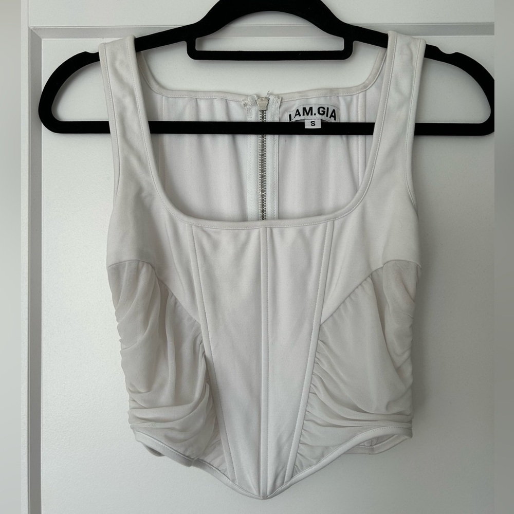 I.AM.GIA. White Crop Corset Top